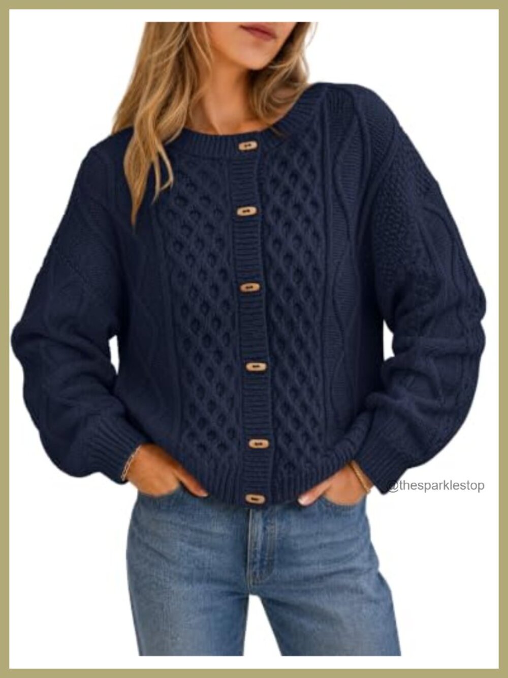 MEROKEETY Womens Chunky Cable Knit Button Up Cardigan Sweater